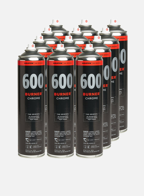 Molotow Burner 600 ml Chrome 12 Pack. (Graffiti Pack in Offerta. Risparmia con i Kit)