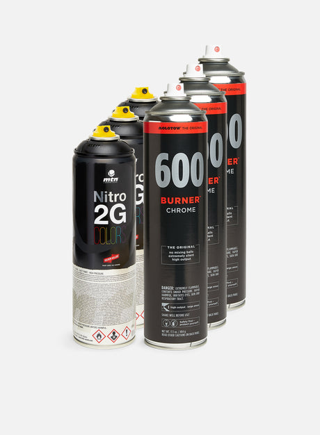 Molotow Burner 600 ml Bombing 6 Pack. (Graffiti Pack in Offerta. Risparmia con i Kit)