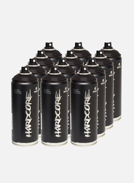 Montana Hardcore 400 ml Black 12 Pack. (400 ml Graffiti Spray Cans)