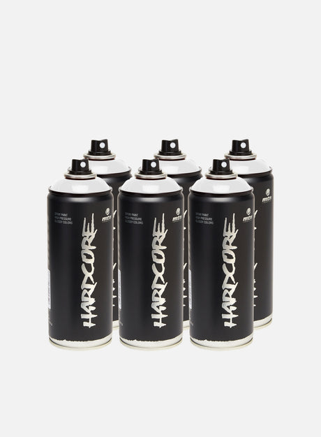 Montana Hardcore 400 ml White 6 Pack. (400 ml Graffiti Spray Cans)