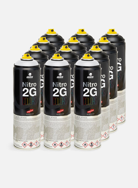 Montana Nitro 2G Colors 500 ml Black & White 12 Pack. (Spray Graffiti)