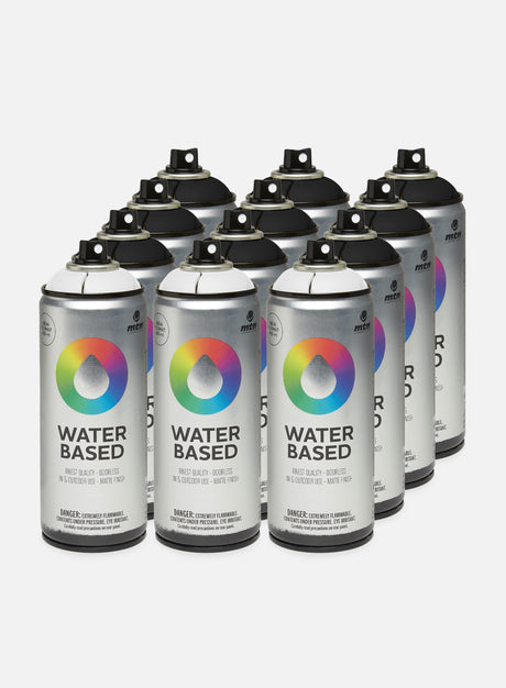 Montana Water Based 400 ml Black & White 12 Pack. (Spray Graffiti)