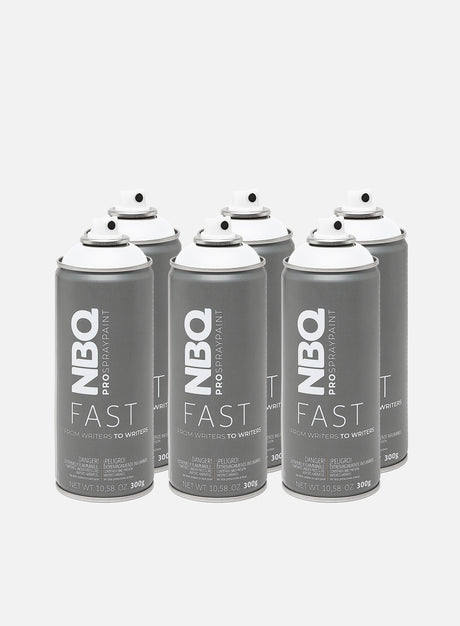 NBQ Fast 400 ml White 6 Pack. (400 ml Graffiti Spray Cans)
