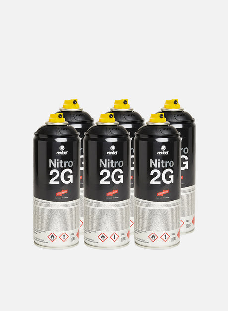 Montana Nitro 2G 400 ml Black 6 Pack. (Spray Graffiti)