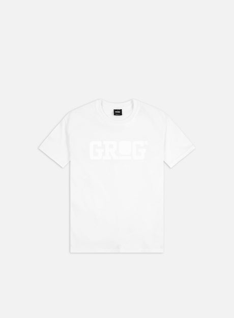 Grog Classic Logo T-shirt, White/White. (Merch Grog)