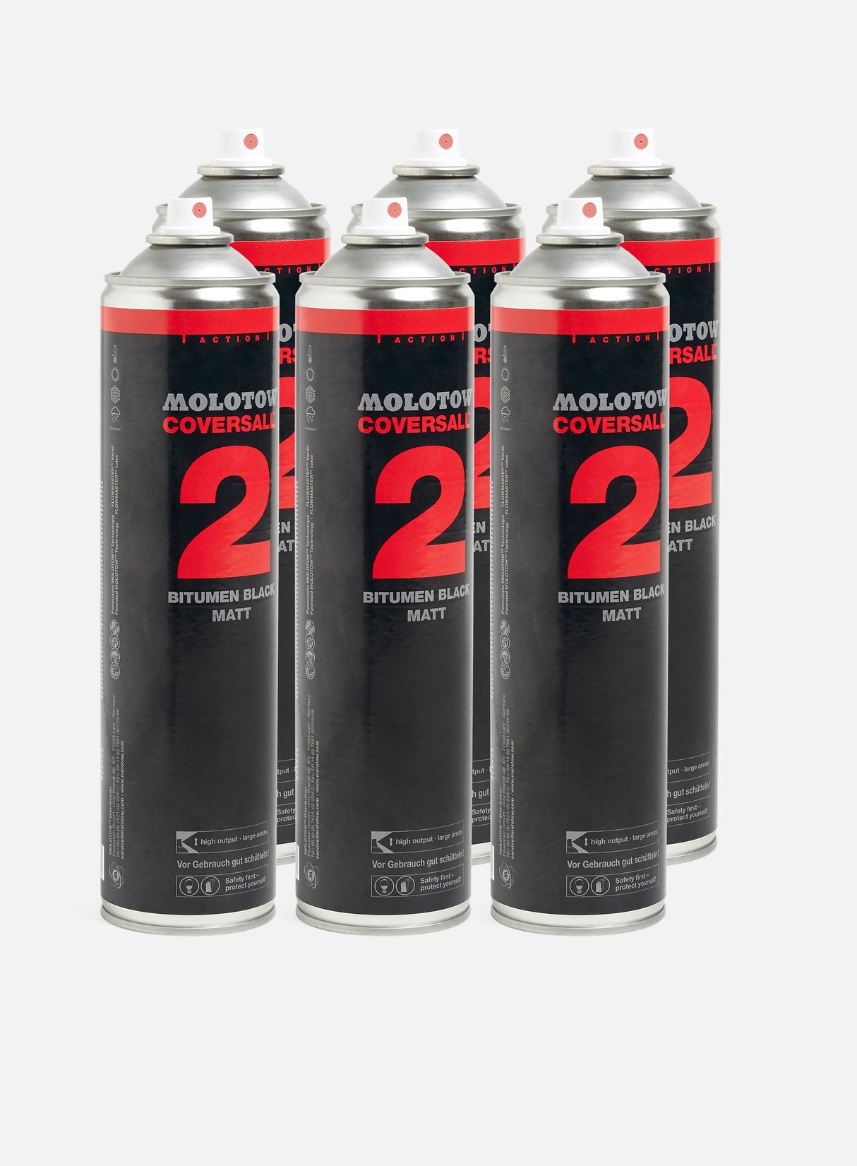 Molotow Coversall 2 Bitumen Black Matt 600 ml 6 Pack