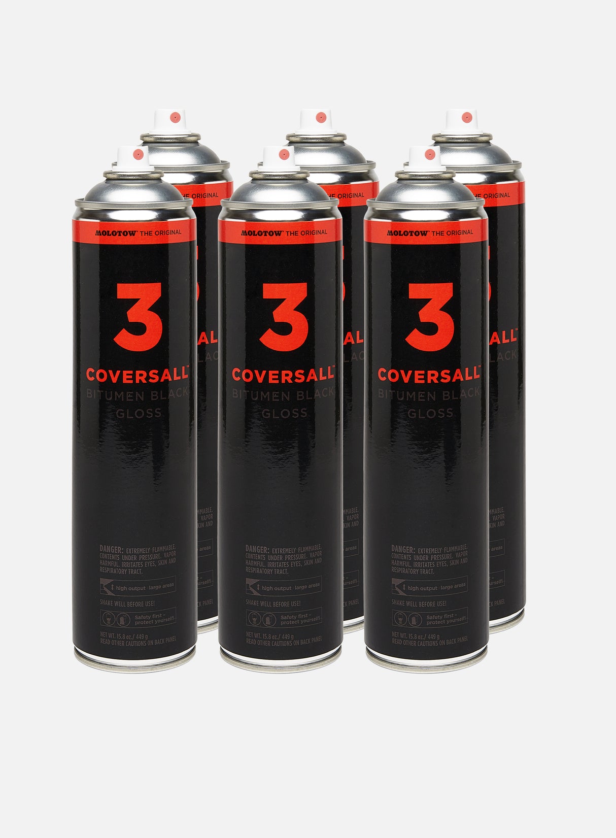 Molotow Coversall 3 Bitumen Black Gloss 600 ml 6 Pack