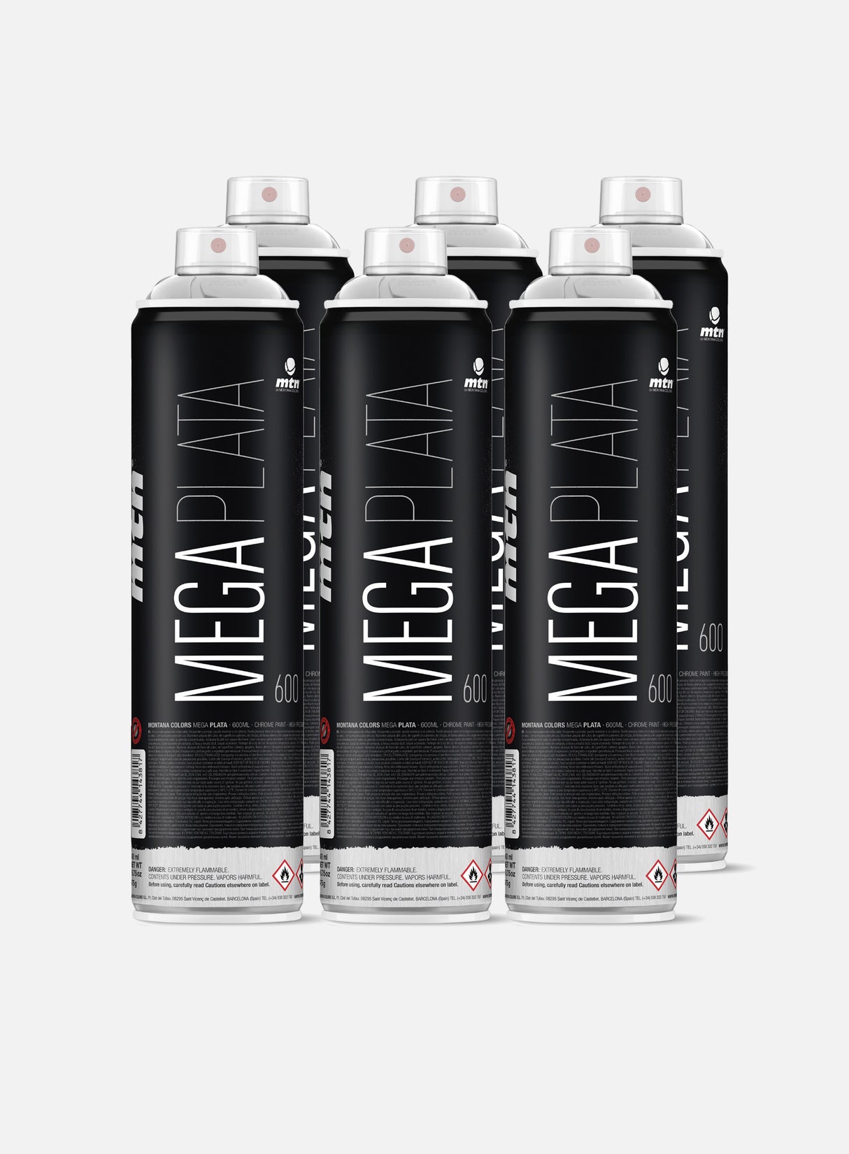 Montana Mega 600 ml Chrome 6 Pack