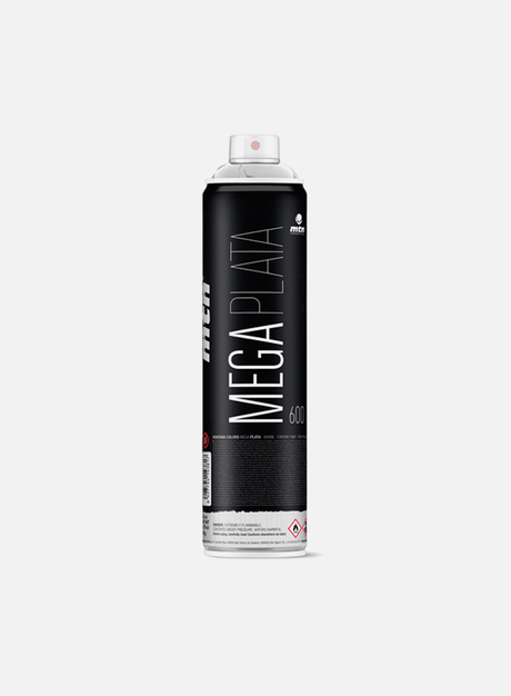 Montana Mega 600 ml Chrome Silver. (Spray Graffiti da 600 ml: copertura rapida e intensità su grandi superfici)