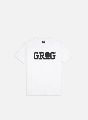 Grog Classic Logo T-shirt, White/Black