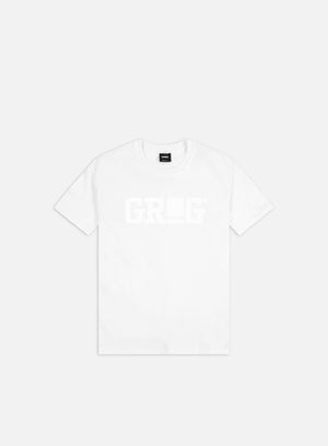 Grog Classic Logo T-shirt, White/White