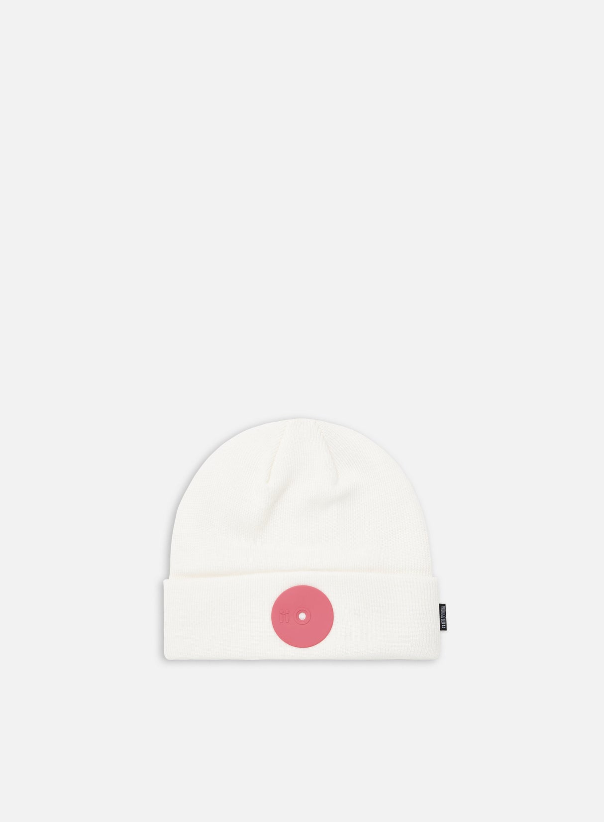 Mr Serious Pink Dot Fat Beanie, White/Pink